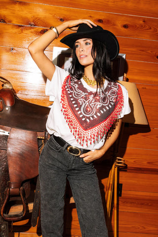 Sequin Bandana Fringe Tee