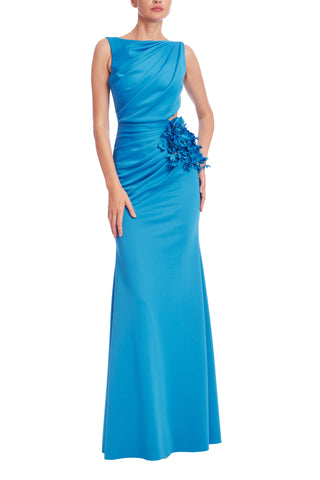 Draped Cut Out Column Gown