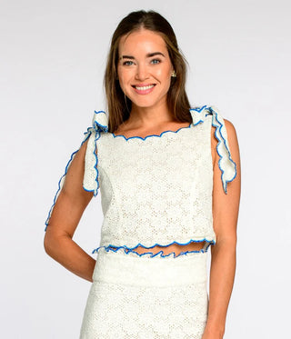 Billy Top - Solid White Eyelet