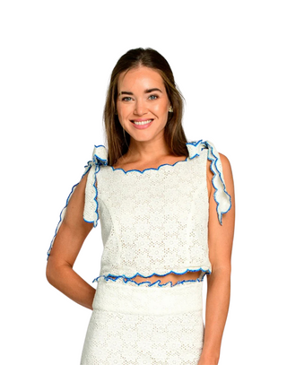Billy Top - Solid White Eyelet