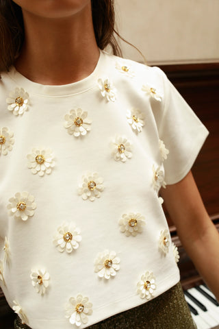 Floral Cropped Holiday Tshirt