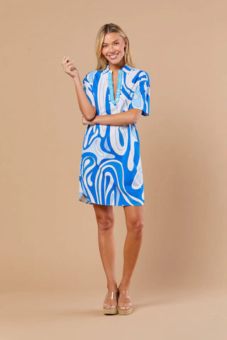 Rhodes Dress - Ultramarine Wave