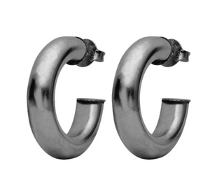Shiny Gun Metal Small Chantal Hoops