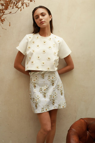 Floral Cropped Holiday Tshirt