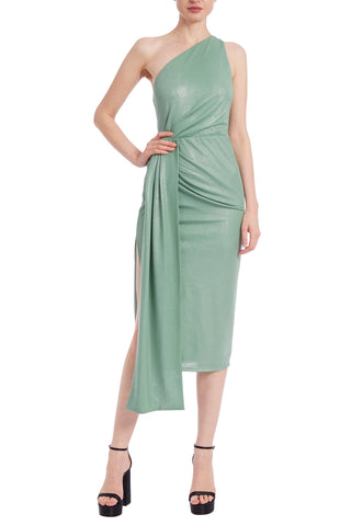 Metallic One-Shoulder Draped Jersey Dress - Sale
